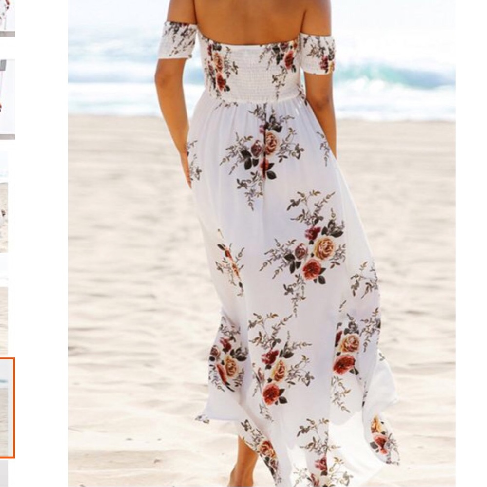 Available Chiffon Maxi Lining Floral Beach Dress - Picture 5 of 7